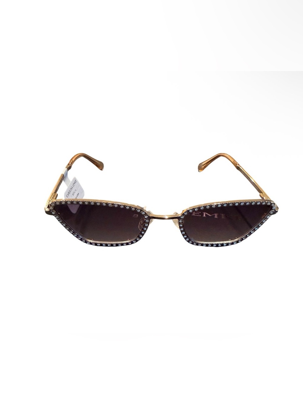 NEW Carolina Lemke Berlin Crystal Rhinestone Twiggy Gold Sunglasses Statement - Picture 9 of 13